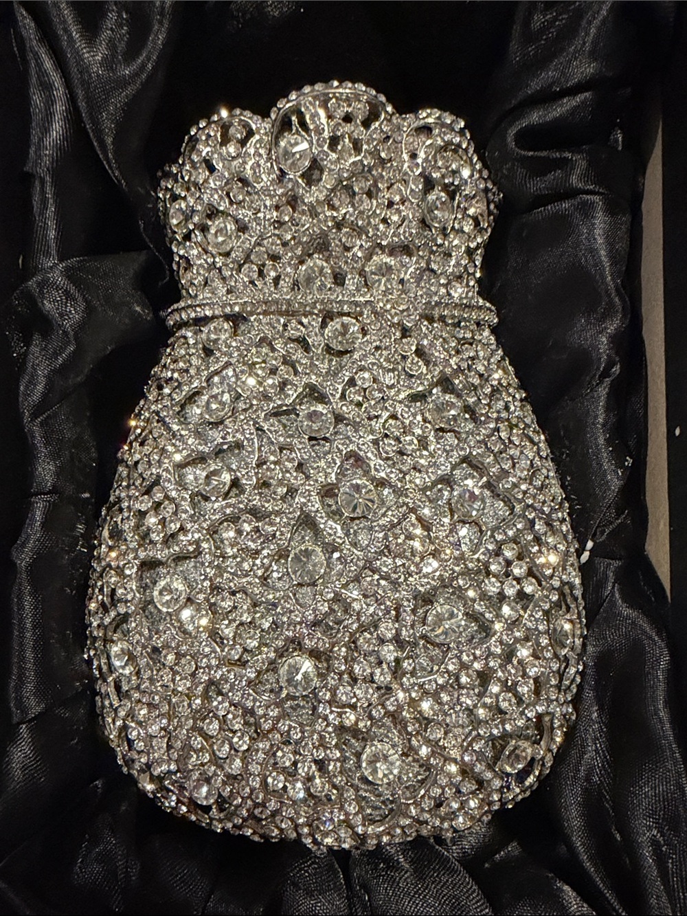 Swarovski Crystal Embellished Silver Evening purse